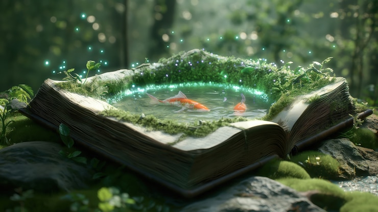 Бесплатный Фотография сцена из сказки, выходящая из книги.