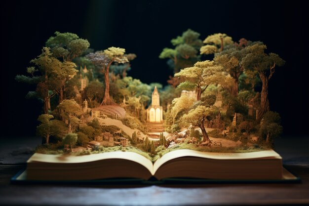 Fairytale storytelling with open book concept