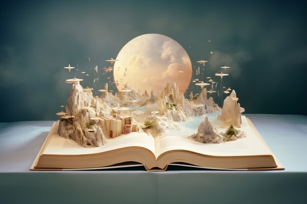 Fairytale storytelling with open book concept