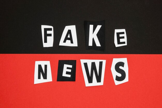 Fake news concept in black and red