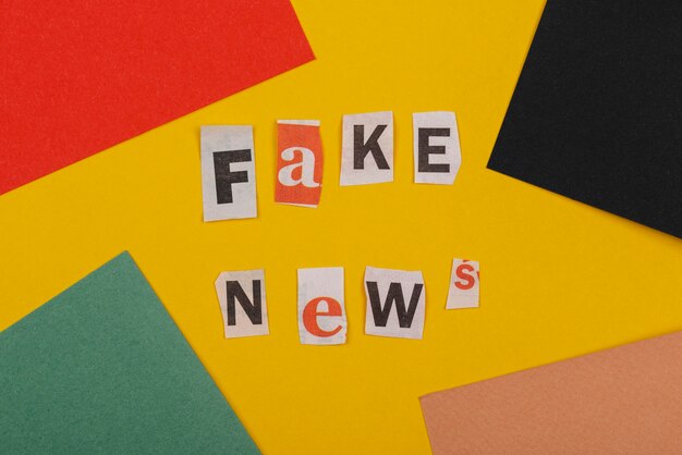 Fake news concept  flat lay