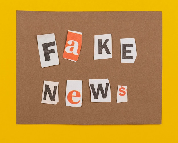 Fake news with paper pieces  flat lay