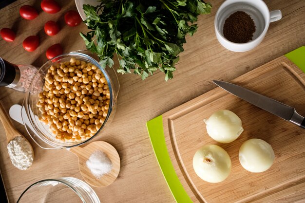 Falafel ingredients on the table