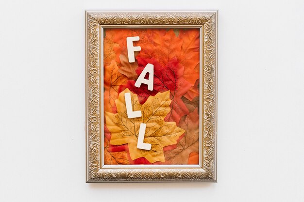 Fall concept in vintage frame 