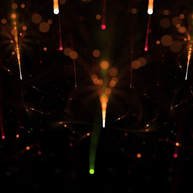 Foto gratuita cadono forme di luce meteora con effetto bokeh illustrazione 3d