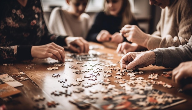 Foto gratuita famiglia che prepara biscotti insieme alla felicità e alla creatività generate dall'intelligenza artificiale