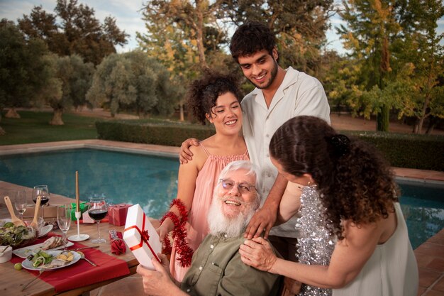 Family celebrating christmas on the southern hemisphere