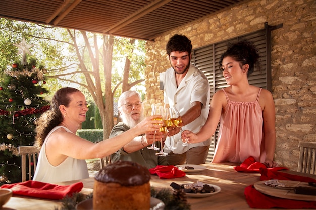 Family celebrating christmas on the southern hemisphere