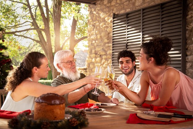 Family celebrating christmas on the southern hemisphere