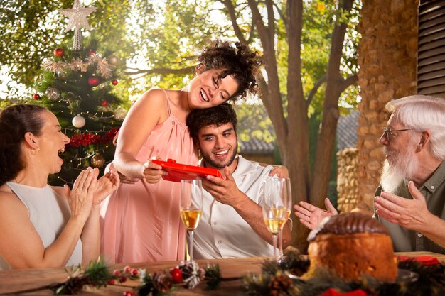 Family celebrating christmas on the southern hemisphere