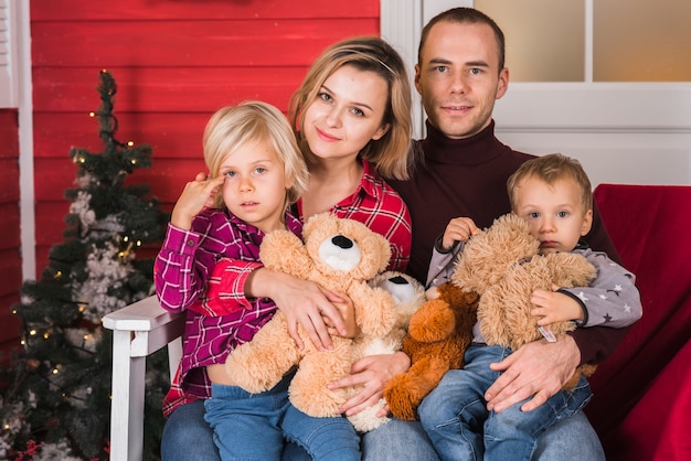 Free photo family celebrating christmas together