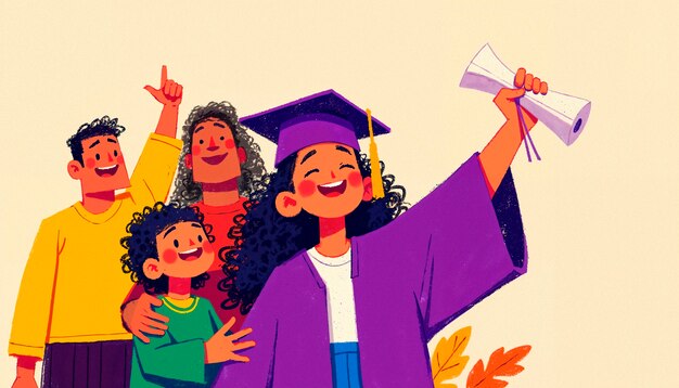 family celebrating graduation