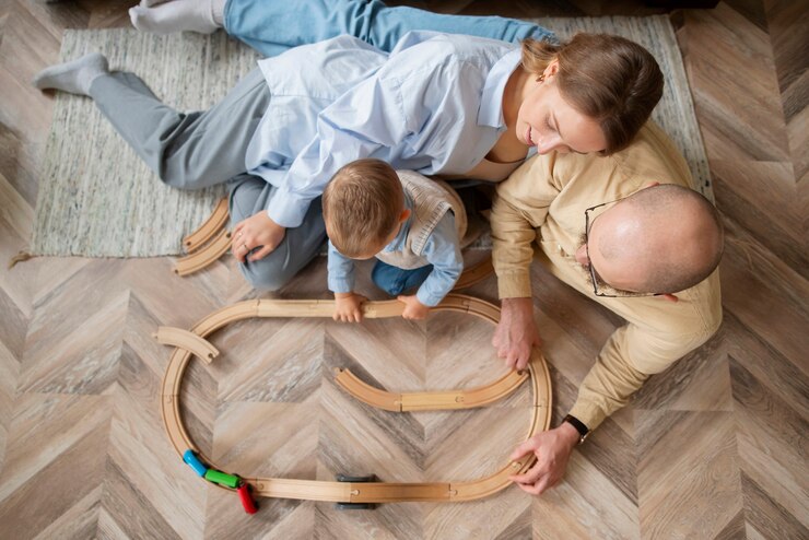Free Photo family celebrating kid in his first years of life