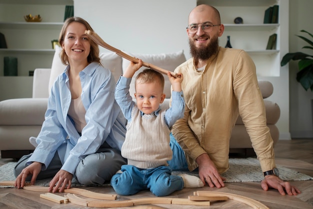 Family celebrating kid in his first years of life