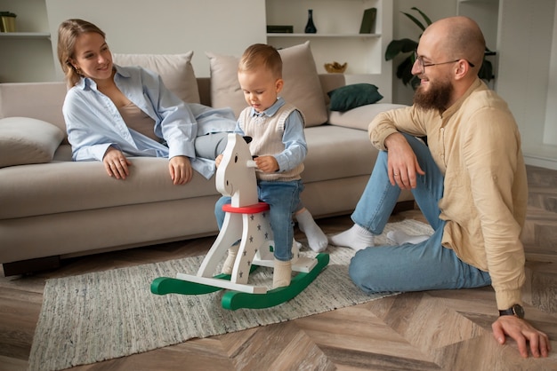 Free photo family celebrating kid in his first years of life