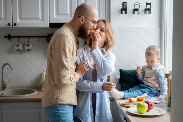 Family celebrating kid in his first years of life