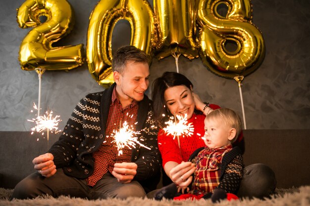 Family celebrating New Year