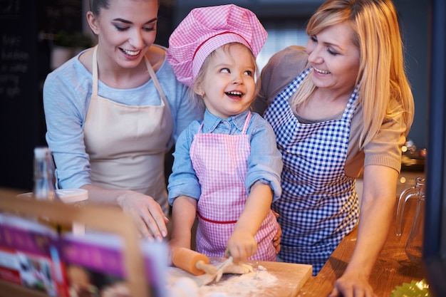 Family cooking together