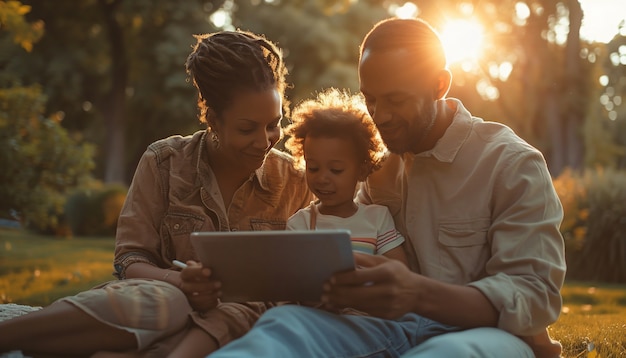 Foto gratuita famiglia che crea contenuti digitali