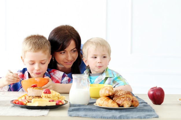 Family during breakfast