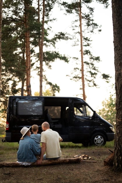 Family enjoying time in camping site