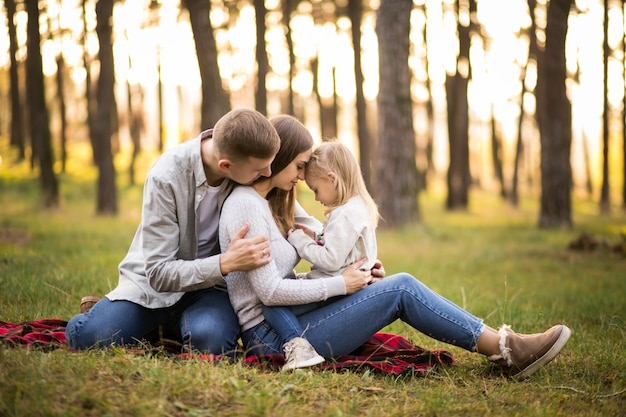 Family in forest