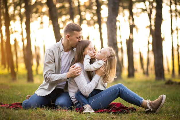 Family in forest