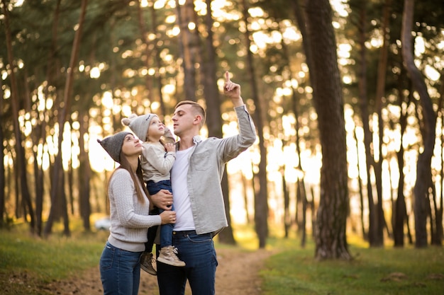 Family in forest