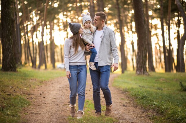 Family in forest