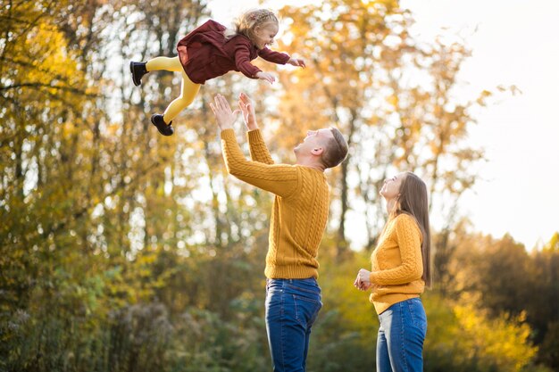 Family in forest