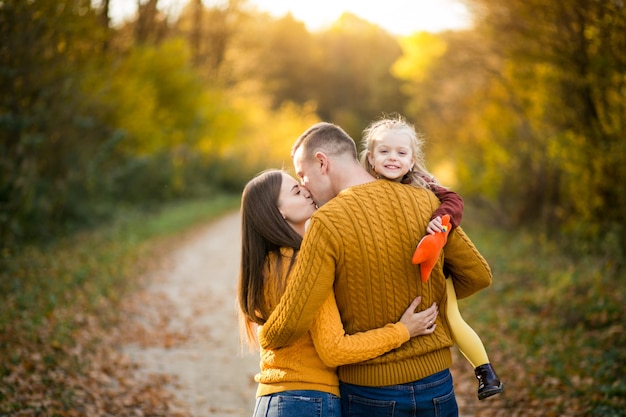 Family in forest