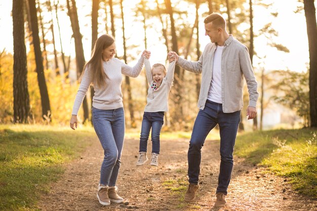 Family in forest