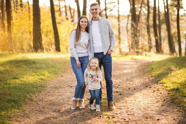 Family in forest