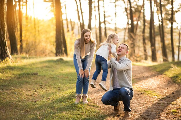 Free photo family in forest