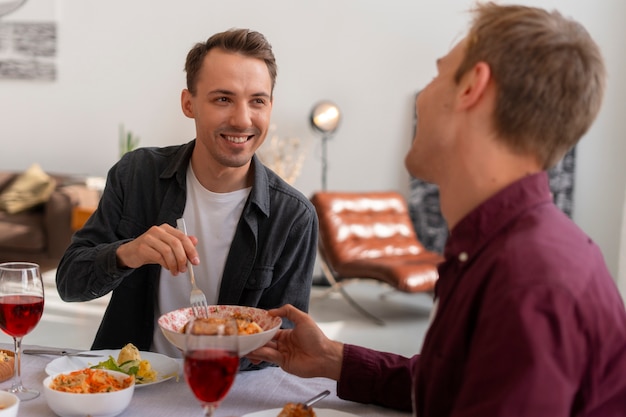 Family gathering with gay partners