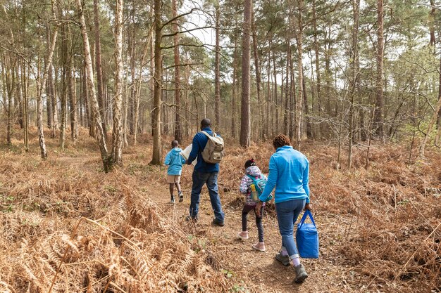 Family going to an adventure together