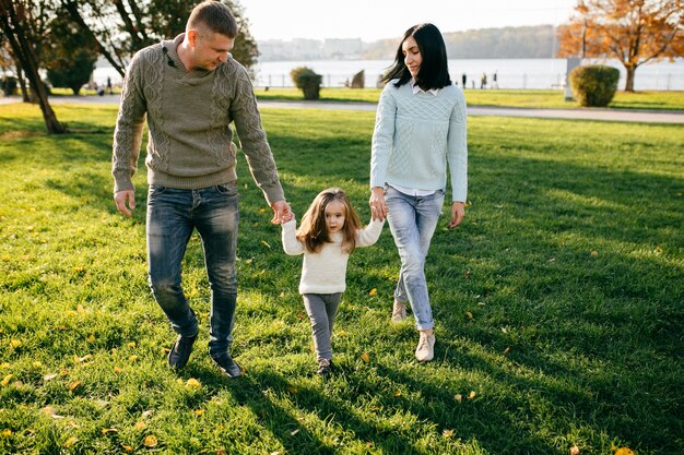 Family in green nature together