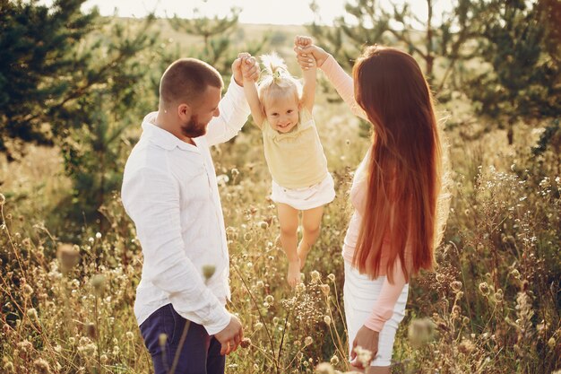 Family have fun in a park