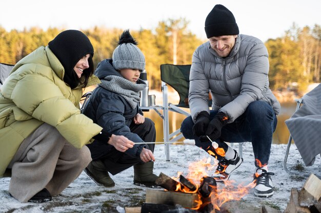 family having fun in nature