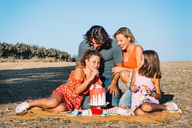 Family having fun on picnic