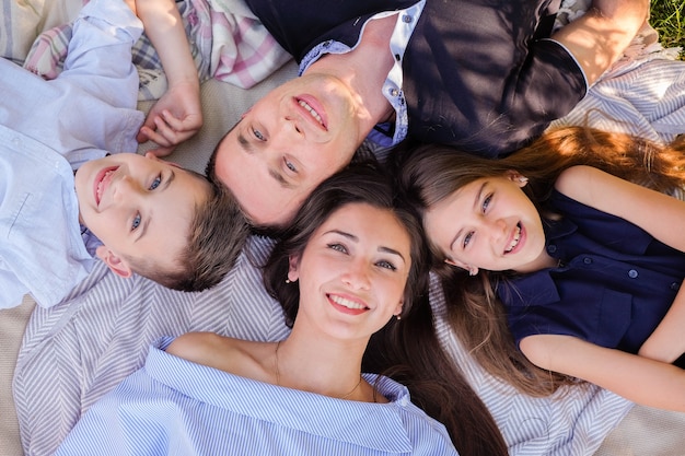 Family having good times outdoors