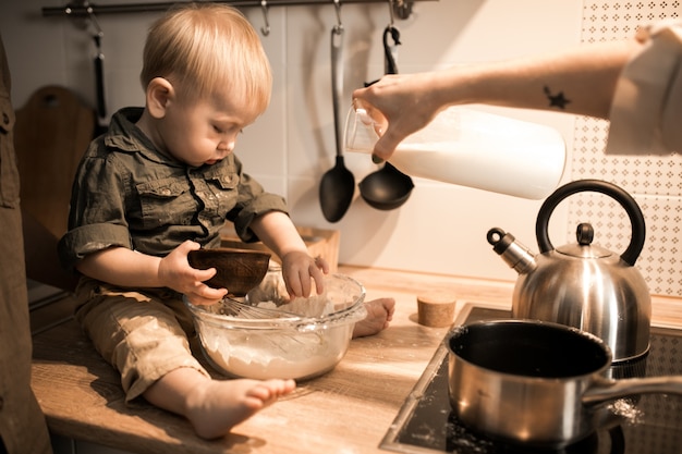 Family in the kitchen