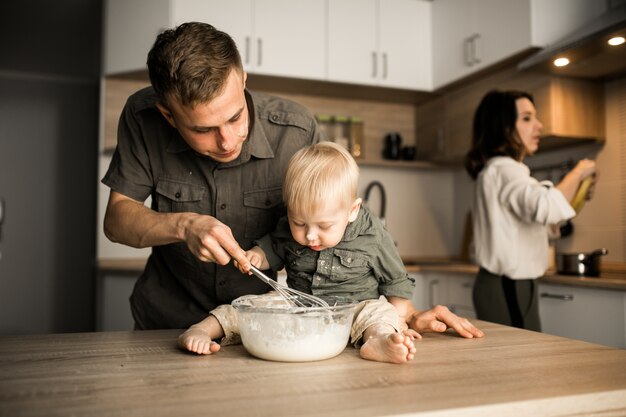 Family in the kitchen