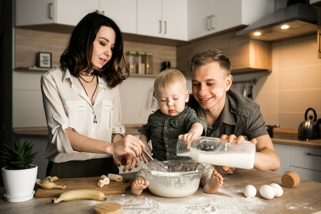 Family in the kitchen