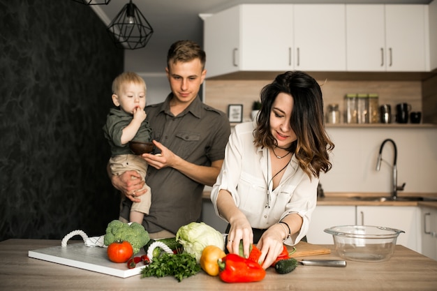 Family in the kitchen