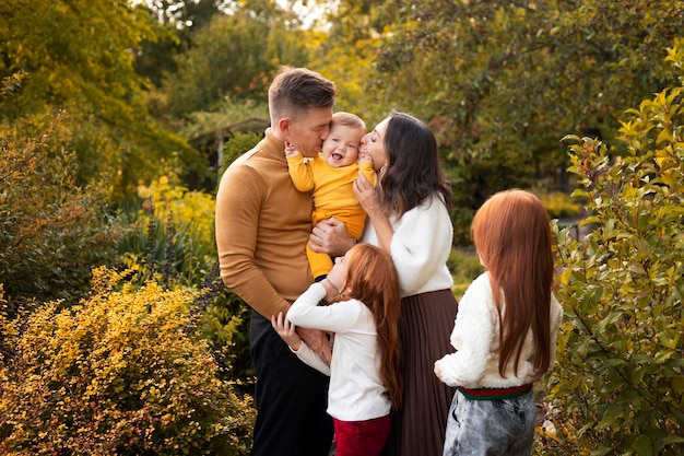 Family lifestyle outdoors in autumn time