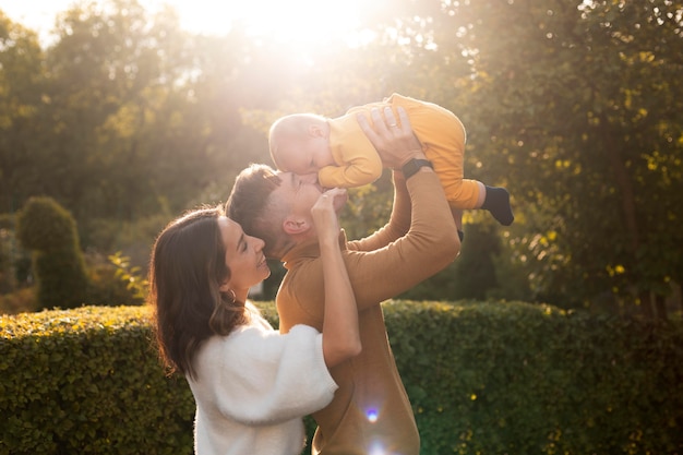 Family lifestyle outdoors in autumn time