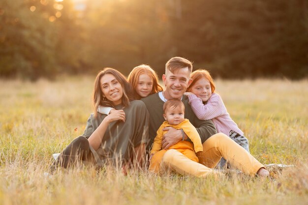 Family lifestyle outdoors in autumn time