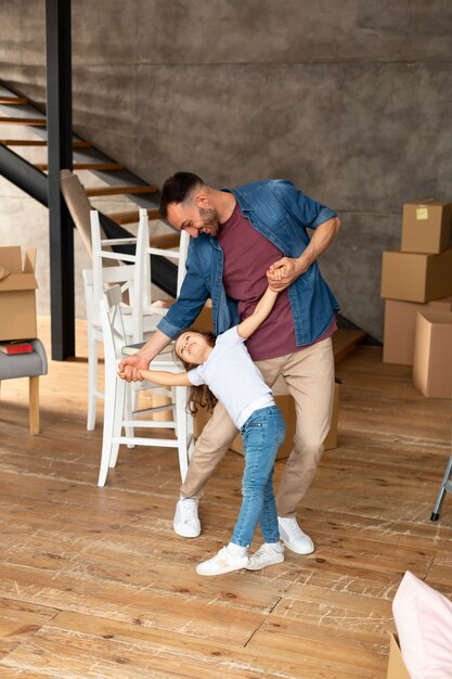 Family moving in a new home