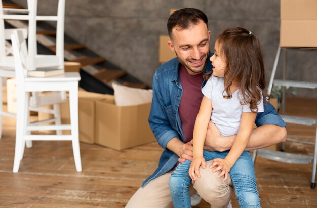 Family moving in a new home